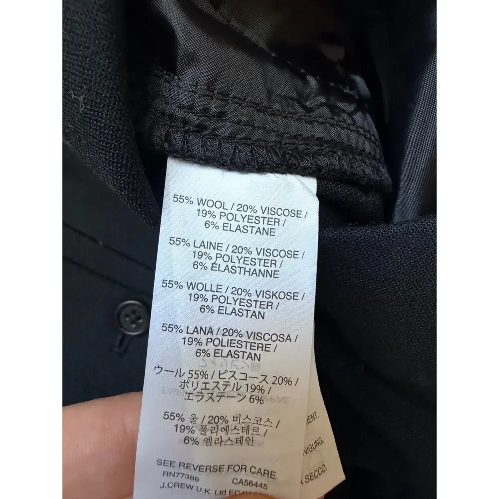 NWT J.Crew Italian Stretch Wool Slim Straight Dress Pants Black Size 6
